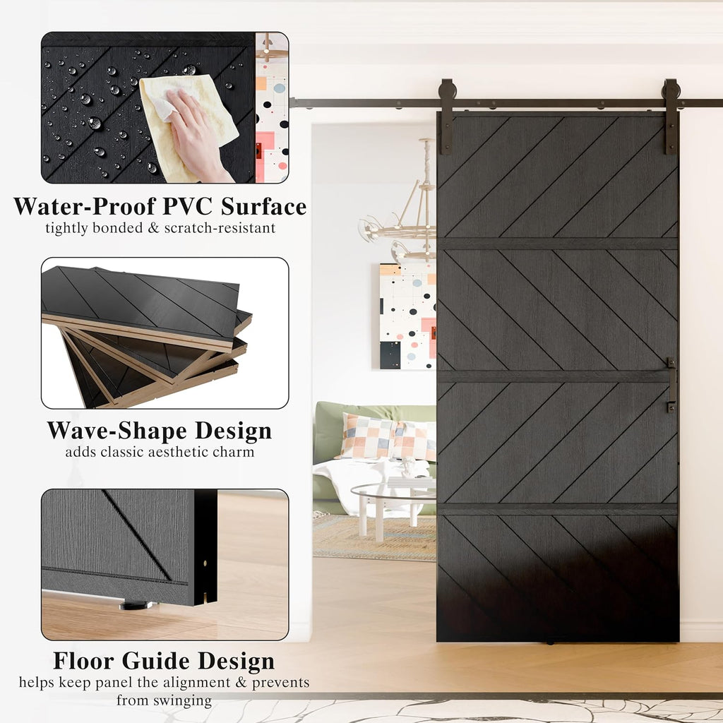 30in X 84in Sliding Barn Door, MDF, with Waterproof Surface, DIY Assemble, Pre-drilled Barn Door Sla
