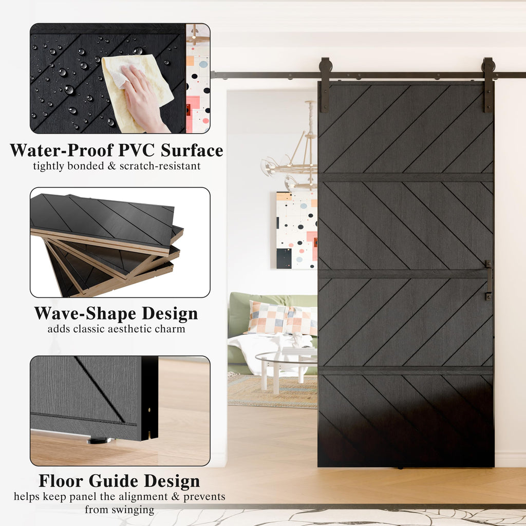 36in X 84in Sliding Barn Door, MDF, with Waterproof Surface, DIY Assemble, Pre-drilled Barn Door Slab with
