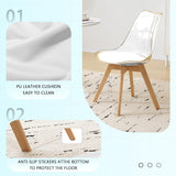 Clear Dining Chairs Set of 2, Modern Acrylic Dining Chair Transparent Chairs with PU Leather Cushions Seat & Wood Legs