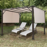 10x10FT Outdoor Patio Shade Structure, Steel Pergola with Retractable Canopy Shades, Rustproof Metal for Patio