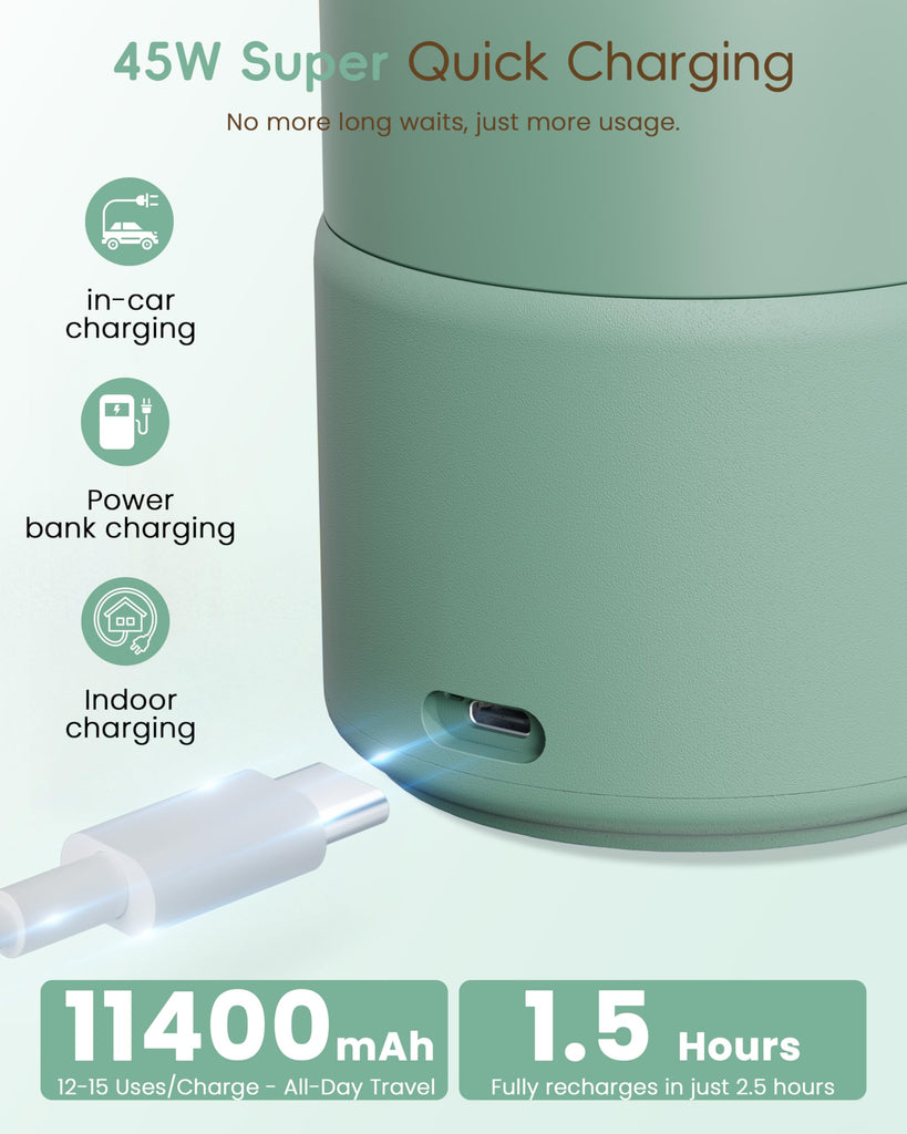 Portable Bottle Warmer for Travel, Baby Milk Warmer with Fast Heating & Long Battery Life, 17Oz Large Capacity 316L