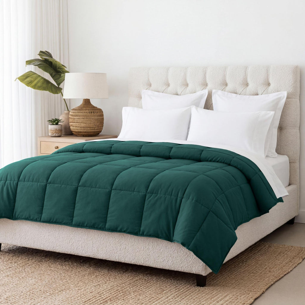 Brushed Microfiber Solid Comforter, Down Alternative Bedding, Reversible, Medium Weight, Fluffy, Decorative, Duvet