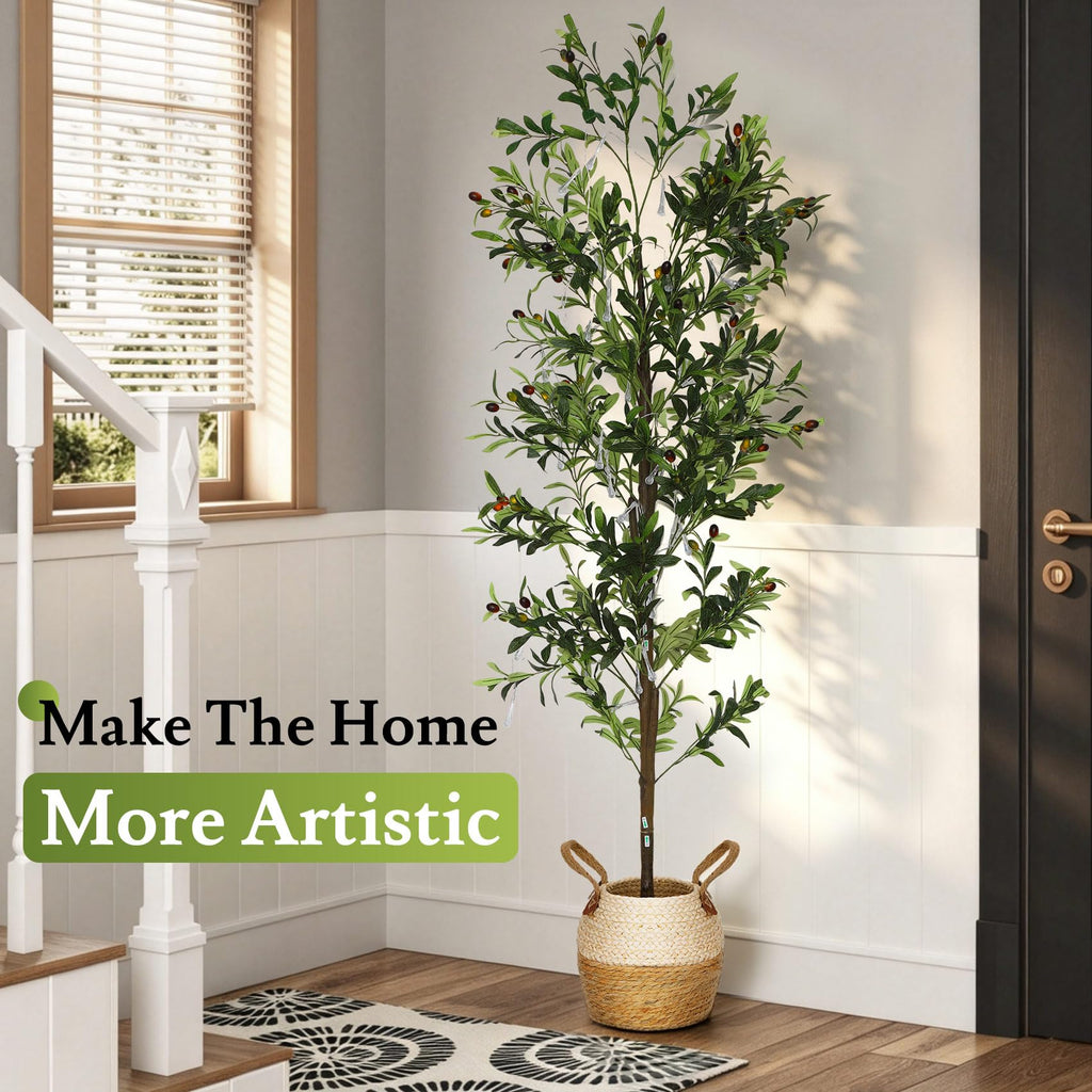 6FT Artificial Olive Tree Indoor with Lights & Planter, Dimmable