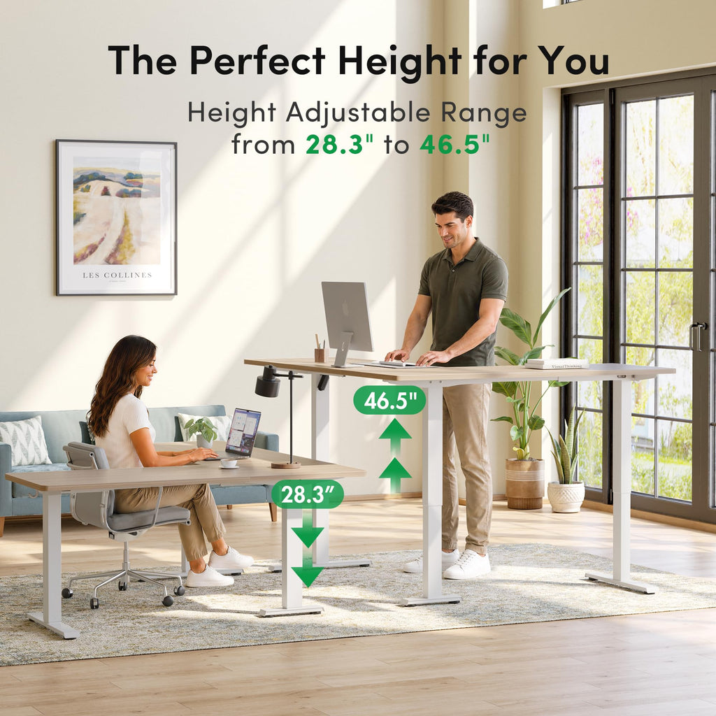 75" x 63"L Shaped Standing Desk Adjustable Height, Electric Stand up Corner Computer Desk, Sit Stand Home Office Desk