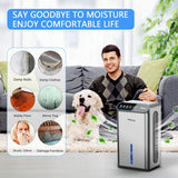 Dehumidifier for Basement (85 OZ, 800 sq ft) Quiet Dehumidifiers for Home, Auto Shut-Off, Sleep Mode, 3 Gear Timer(8H