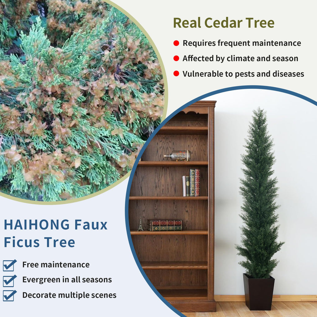 5ft Artificial Cedar Topiary Trees - Fake Boxwood Topiary Cypress Trees Potted Plants, Artificial Plants Shrubs
