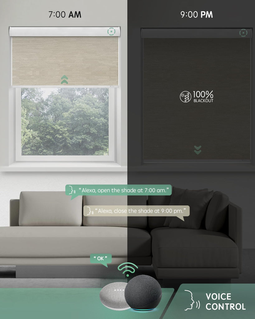 Motorized Blinds with Remote, Blackout Jacquard Coffee