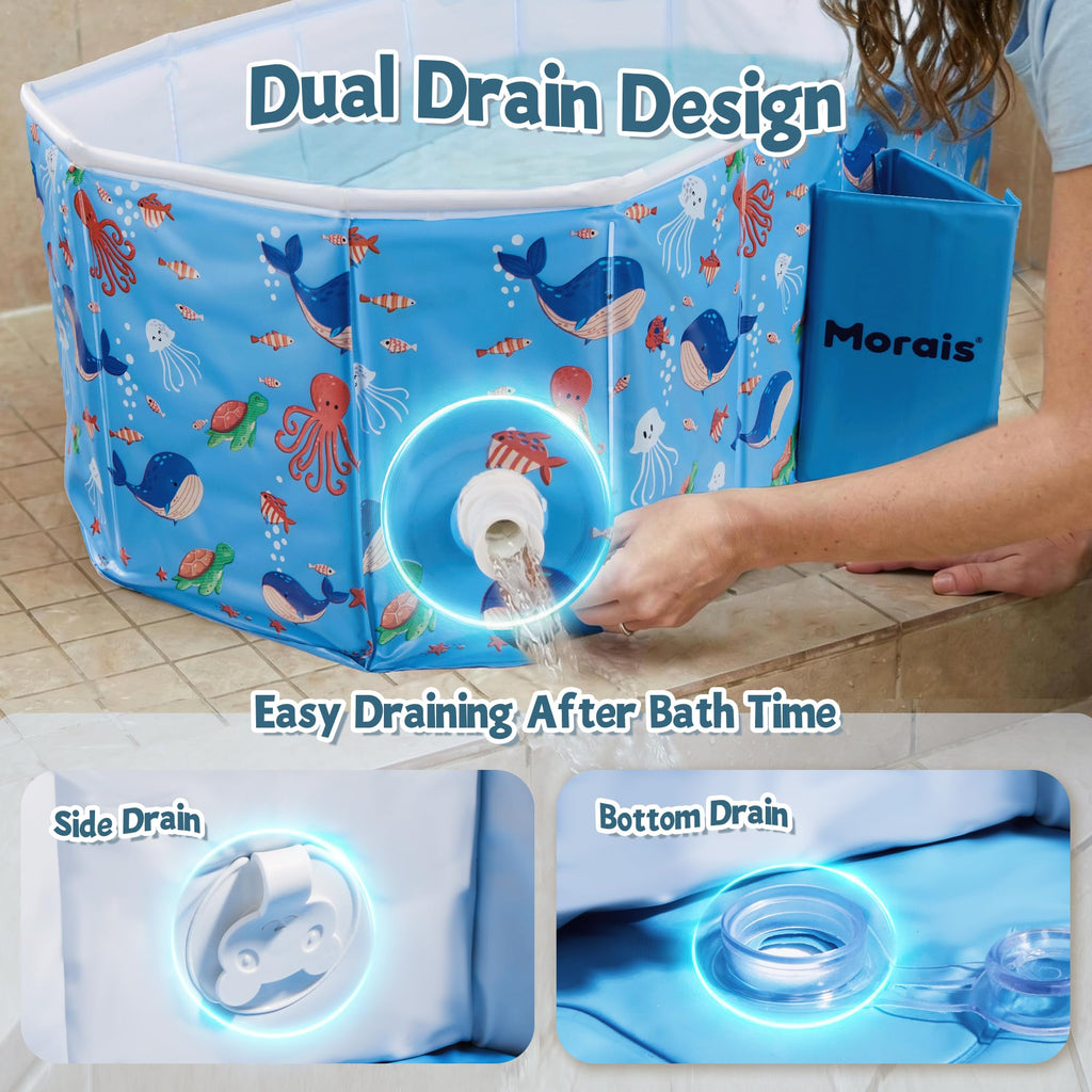 Collapsible Baby Bathtub, Portable Toddler Bath Tub for Shower