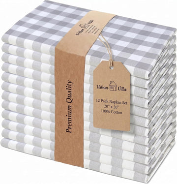 Cloth Napkins Cotton 20x20 (Set of 12) Grey