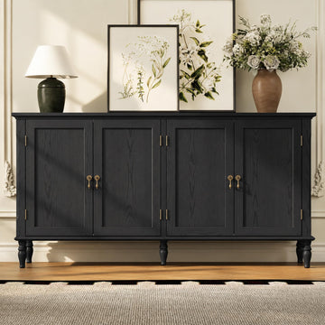 58" Vintage Buffet Cabinet with Storage, Solid Wood Veneer