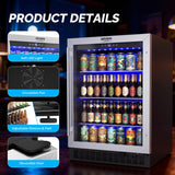24 Inch Beverage Refrigerator, 5.8 Cu.Ft. Built-in Beverage Cooler, Under Counte