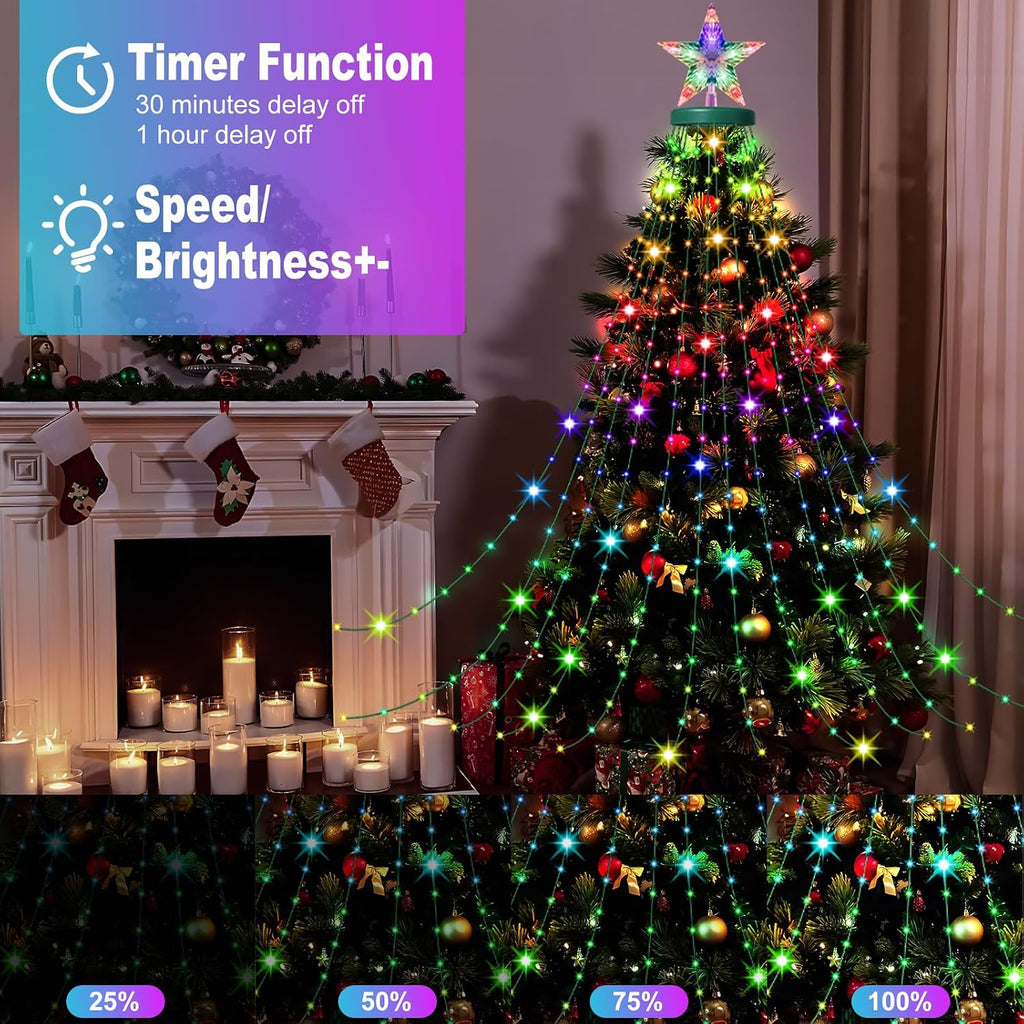 Smart Christmas Tree String Lights with Ring, 330 LED Christmas Tree Light