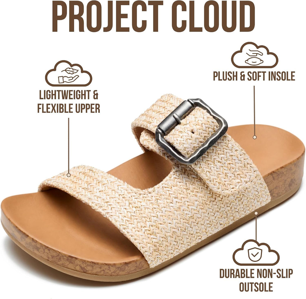Cloud Girls Sandals & Non-Slip Kids Slides with Adjustable Buckle