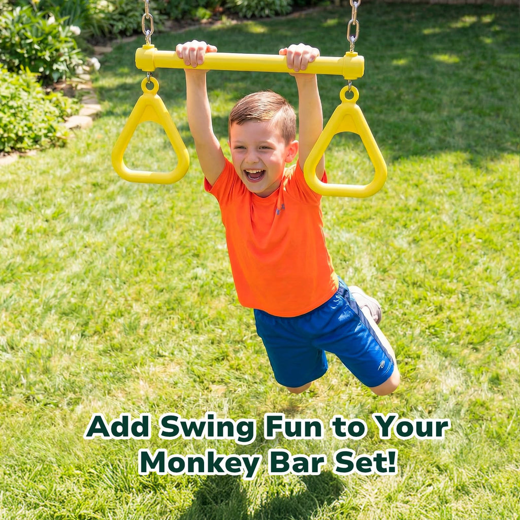 Monkey Bars for Kids Backyard with Dual Gym Bars & Trapeze Swing