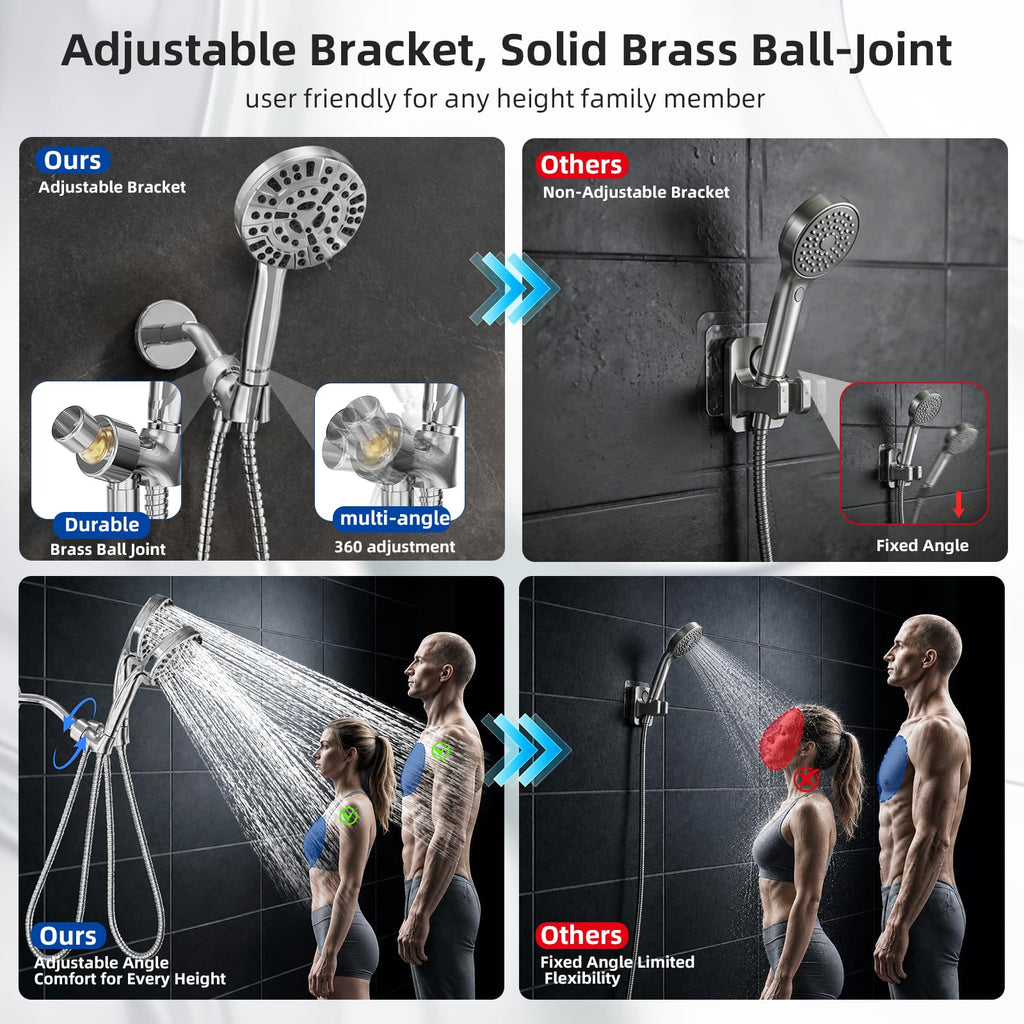 9 Functions High Pressure Handheld Shower Head with Power Wash
