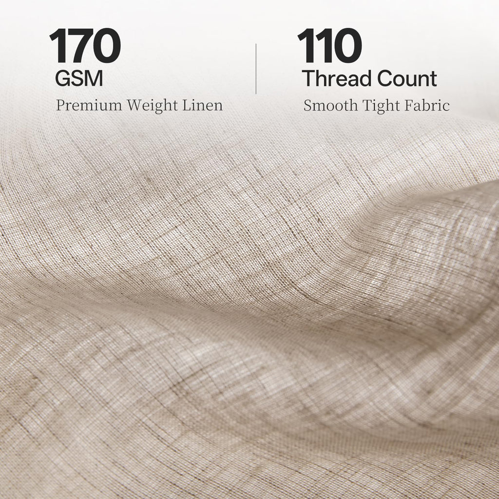 100% French Linen Duvet Cover 3Pcs Set, 170GSM Linen Bedding