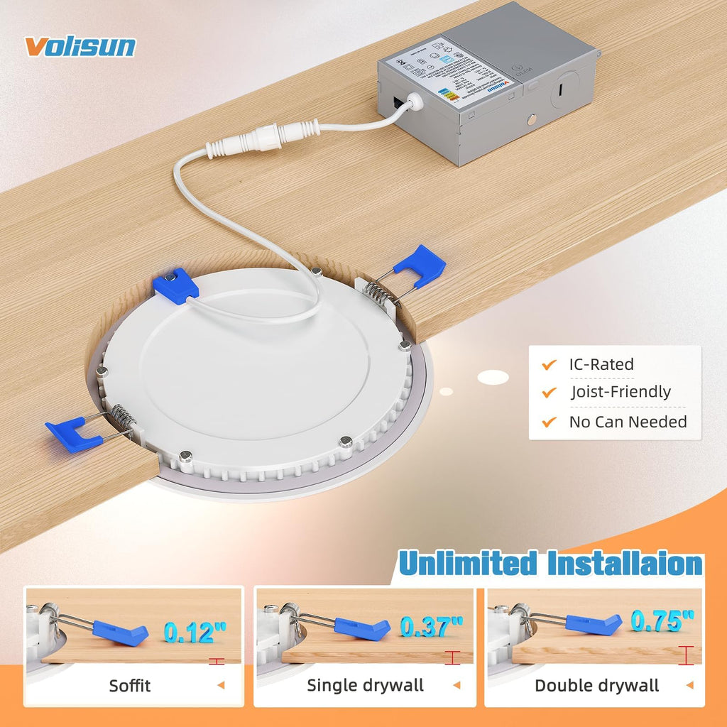 60 Pack 6 inch Recessed Lighting, 5CCT Ultra-Thin, 1080Lumen