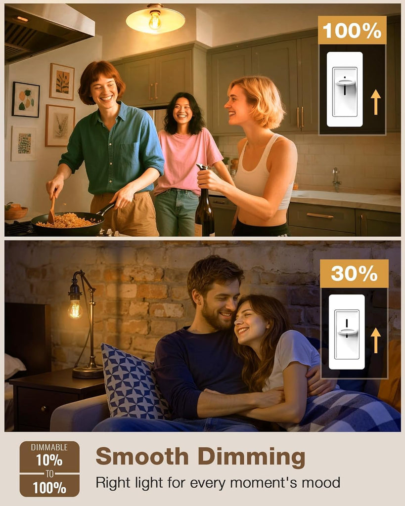 A19 E26 Amber Light Bulbs 2200K Soft Warm, Vintage LED Edison Bulbs 60 Watt Equivalent, Dimmable Antique Old