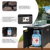 Walsunny 45 inch Outdoor Propane Fire Pit 50,000 BTU Gas Fire Pit Table with Lid, Glass Wind Guard, Waterproof Cover, Rectangle Gas Firepit Table for - Image 5