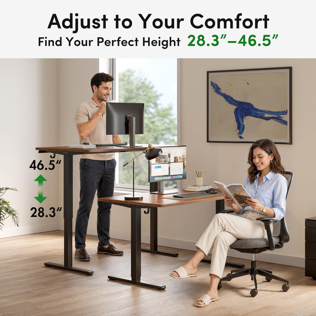 55 x 30 Large Electric Standing Desk Height Adjustable, Walnut
