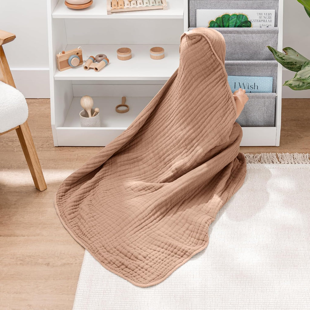 Hooded Baby Towel Pack, Large 32 x 32 Inch - 6 Layer 100% Muslin Cotton for Babies, Toddlers, Kids - Soft &