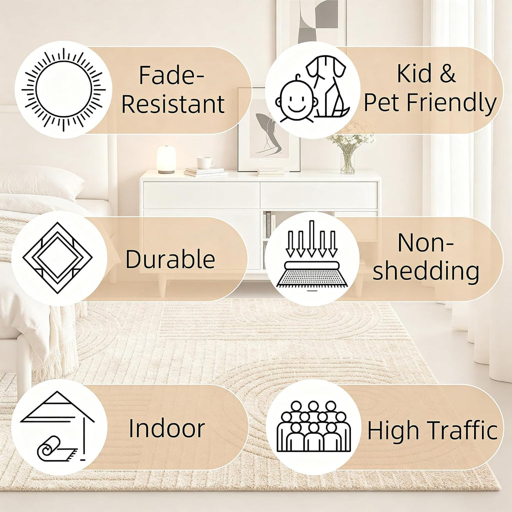Brown Solid Area Rug, Washable Non Slip Rugs