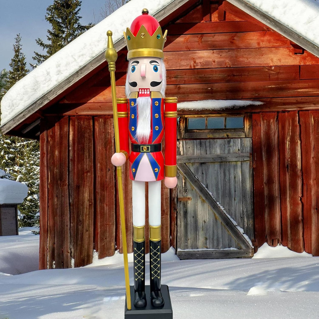 5 Feet Tall Life Size Large Christmas Wooden Nutcracker King Red and Blue BK20