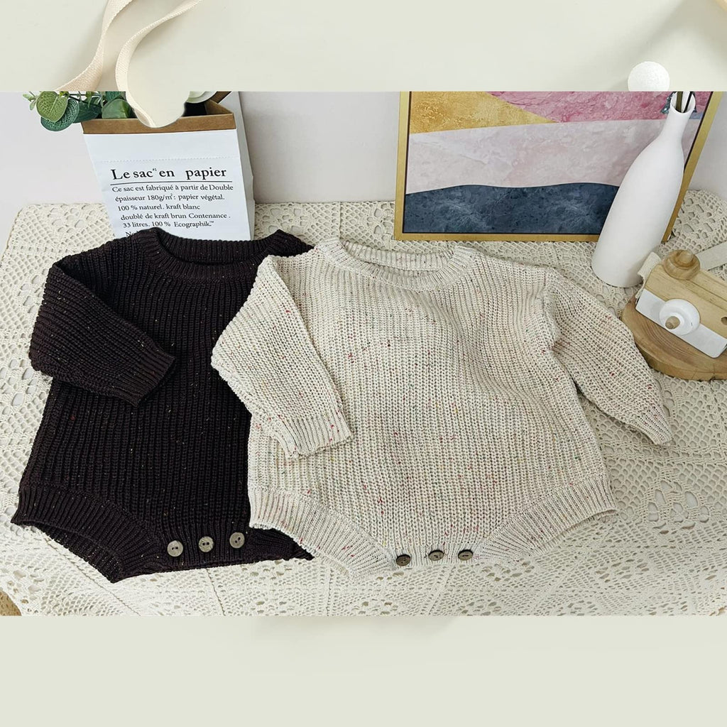 Baby Girl Boy Sweater Knit Oversized Pullover Sweatshirt Romper Bodysuit Warm Fall Winter Clothes Outfit Newborn