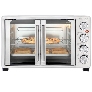 31.7 Liter French Door Multi-Function Electric Toaster Oven with Broil, Bake and Toast Functions