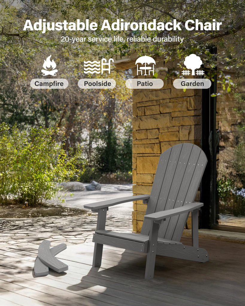 Adirondack Rocking Chair Set of 2, All-Weather Resistant, Grey