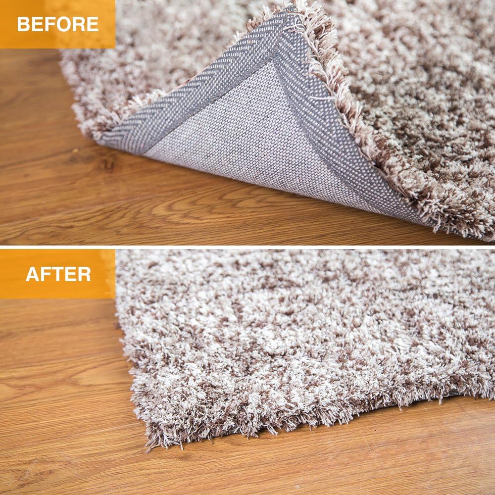 Rug Pads Grippers, 9.8 Ft Non Slip Washable Grippers for Rug, "Vacuum TECH" - New Materials to Anti Curling Rug Pad :