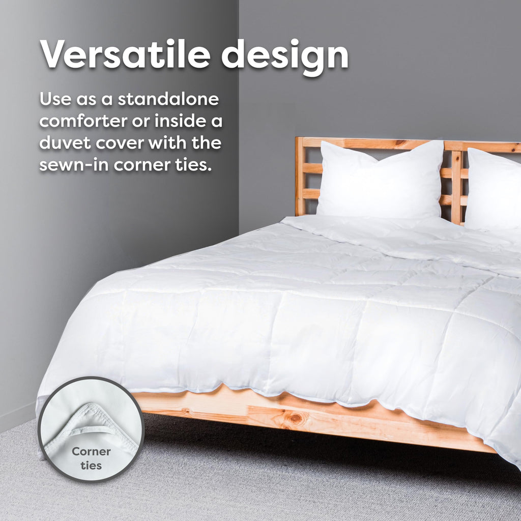 White Comforter King Hypoallergenic Duvet Insert Microfiber All Season Goose Down Alternative Quilted - Corner Loops