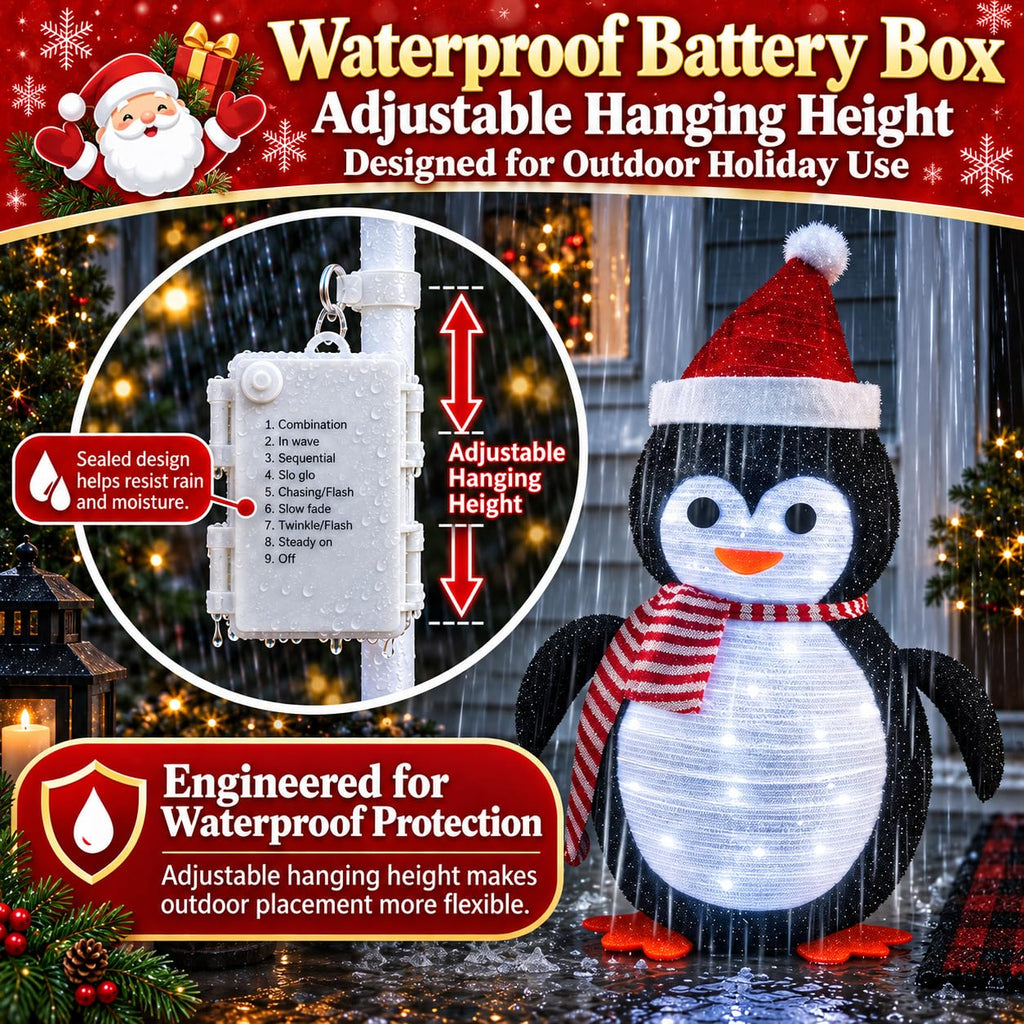 27.5-Inch Lighted Christmas Penguin for Outdoor Christmas Decorations, Pop-Up Penguin Yard Decor with 45 Cool White