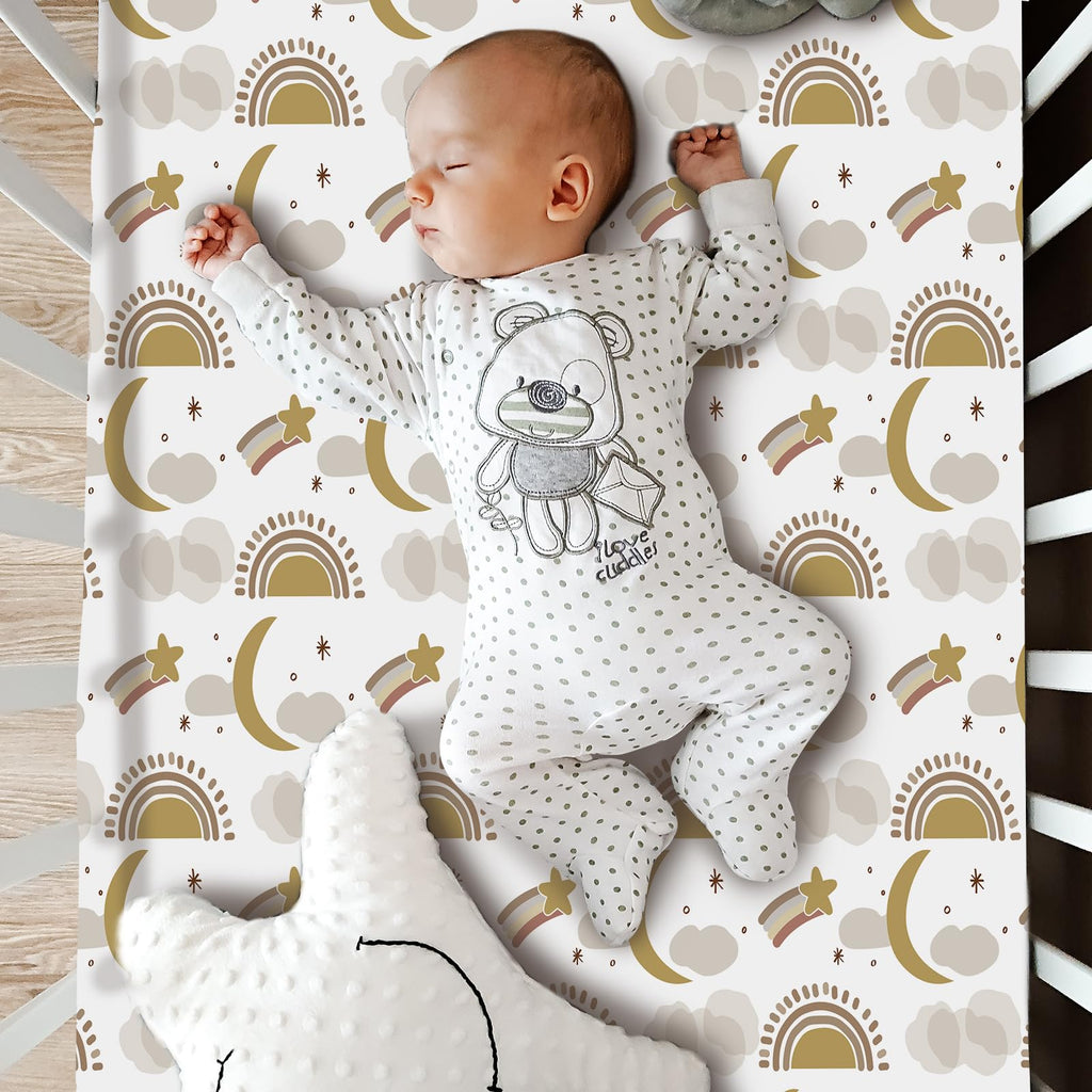 3 Pcs Moon Star Baby Crib Bedding Set for Boy Girl
