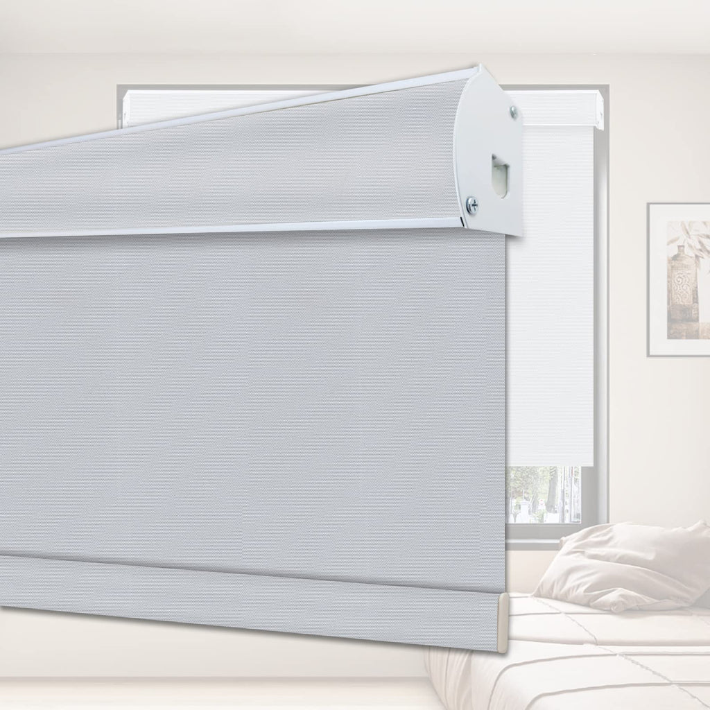 Window Blinds Blackout Roller Shades, Light Grey Custom Window Shades Elegant Roller Blinds, Energy Saving UV