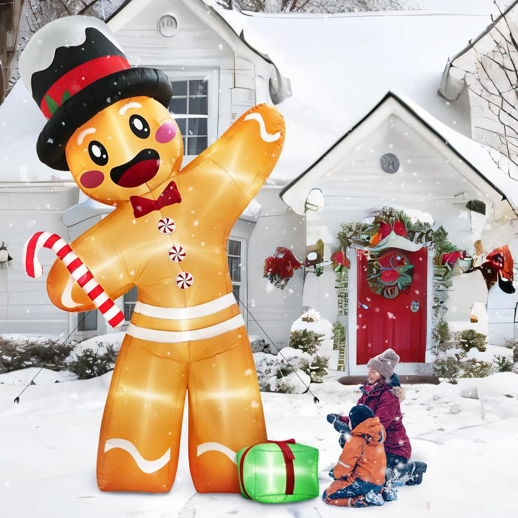 12FT Christmas Inflatable Gingerbread Man, Xmas Blow Up Yard Decorations