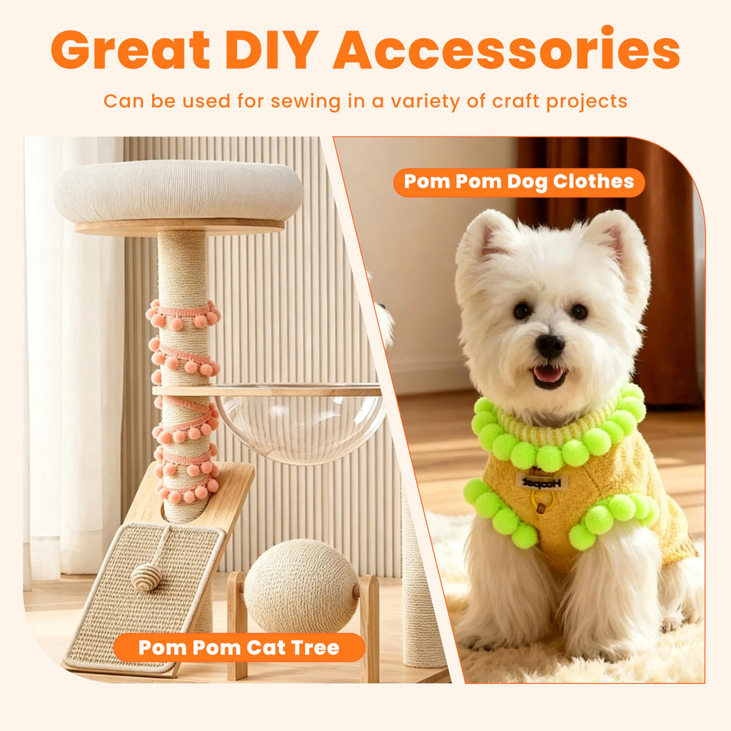 Pom Pom Trim, 1" Wide Ball Fringe (Orange) - 18 Yards