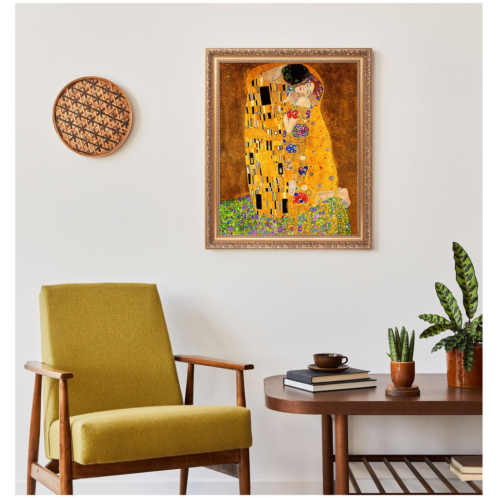 The Kiss by Gustav Klimt, Gold-Framed Art