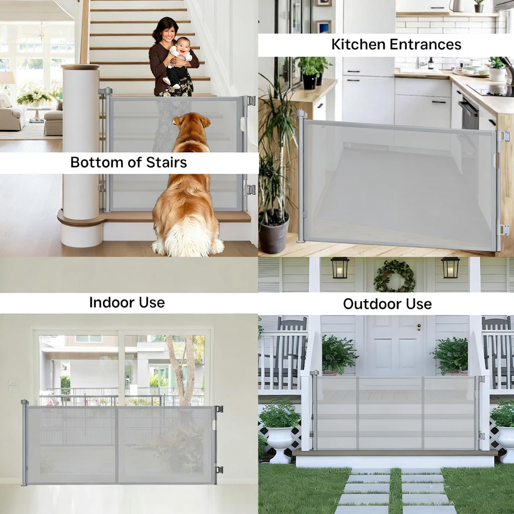 150 Inch Extra Wide Retractable Baby Gate,Mesh Baby Gate or Mesh Dog Gate,34" Tall,Child Safety Gate for Doorways