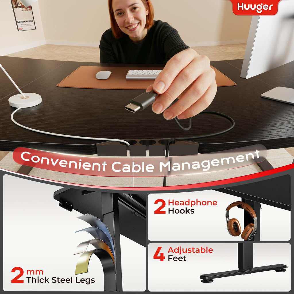 63 X 24 Inch Electric Standing Desk with Power Outlets and USB-C Port, Height Adjustable Desk, Sit Stand Desk