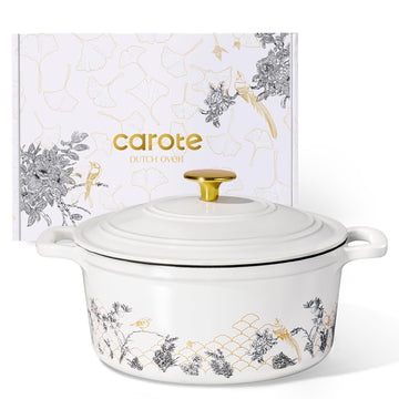 Cast Iron Dutch Oven Pot with Lid, 5QT Enameled Floral Dutch Ovens with Gift Box, Cast Iron Pot for Sourdough Bread