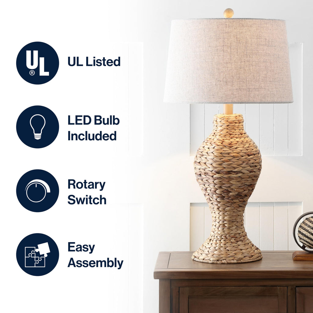 Elicia Farmhouse 31" Water Hyacinth Table Lamp, Natural