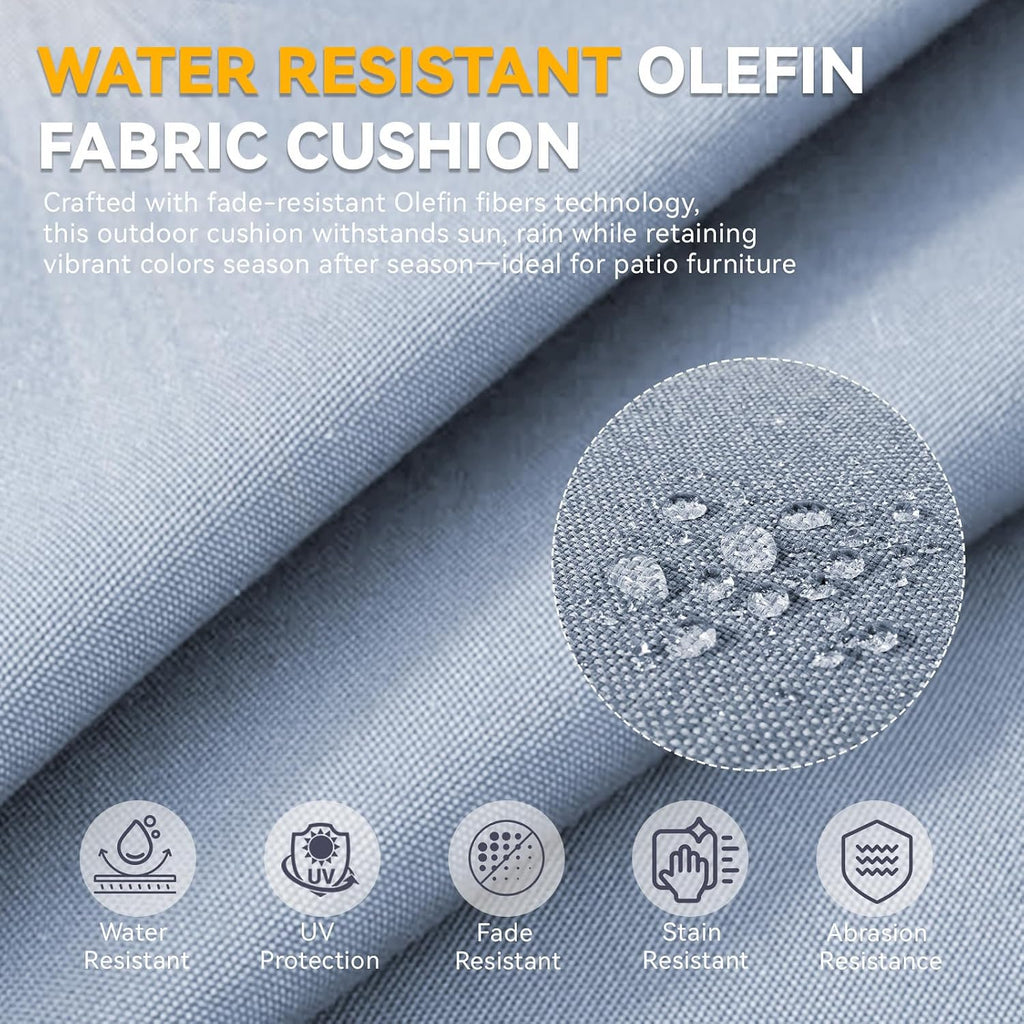 Outdoor Cushion Set Furniture, UV Resistant, Water Resistant - 6 Inch Thick Foam Garden Cushions- 24x24 Inch Patio