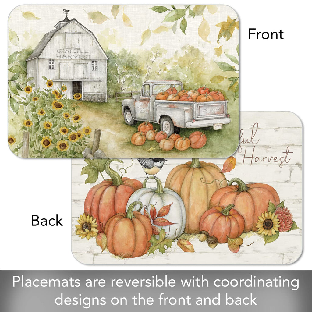 Pumpkin Farm Reversible Easy Care Placemat 4 Pack