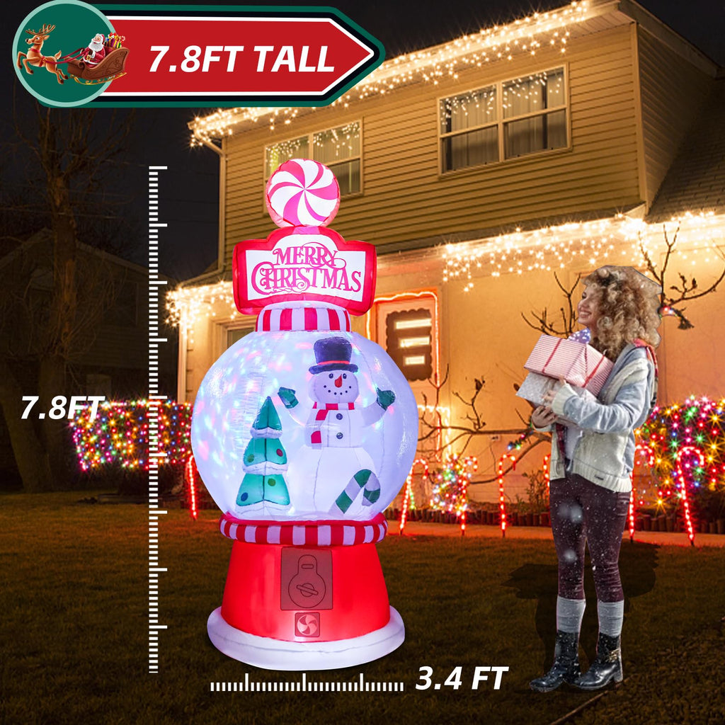 Christmas Inflatable Outdoor Snow Globe Decor with Rotatable Light