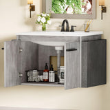 24-Inch Wall-Mounted Bathroom Vanity with Sink – Modern Grey Cabinet with Double Soft-Close Doors and Large Storage