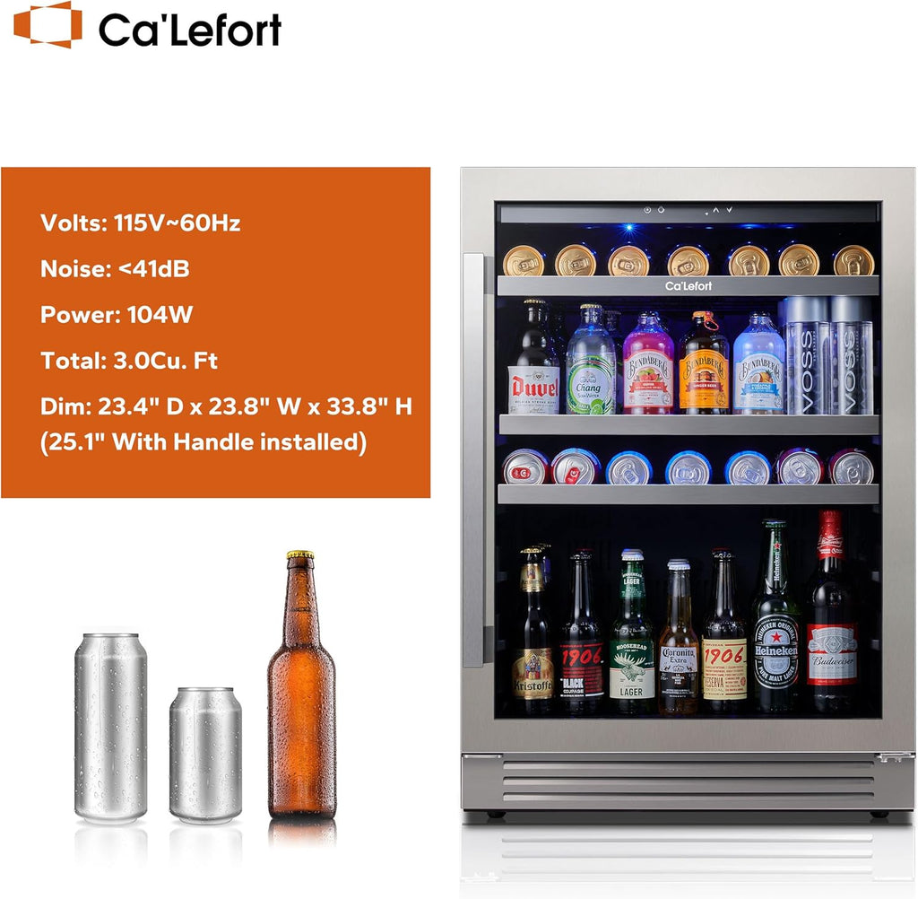 24 Inch Beverage Refrigerator - 180 Can Beverage Fridge with 34°-54°F