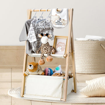 Wooden Baby Shower Crate Closet, Double-Layered Baby Basket