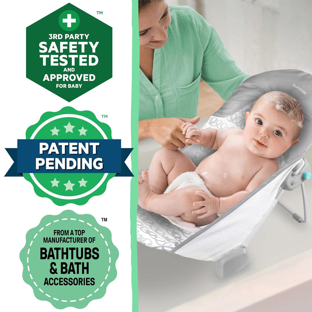 Foldaway Position Baby Bath Seat, Adjustable Support for Sink or Bathtub, Ages 0-6 Months up to 20 Pounds