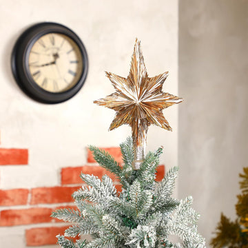 10'' Christmas Tree Star Topper Champaign Gold Glitter Star Treetop